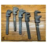 Lot of 5 Adjustable Wrenches
