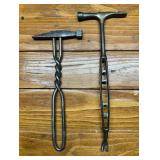Two Vintage Twisted Metal Tack Hammers