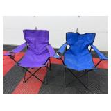 Set of 2 Folding Camp Chairs - Purple and Blue