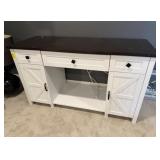 White Farmhouse Style Console Table with Dark Top
