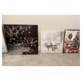 Christmas Themed Canvas Wall Art Lot