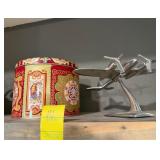 Vintage Metal Airplane Model and Decorative Tin