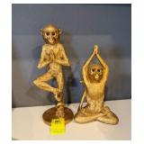Gold Monkey Figurines Set of 2 Yoga Poses