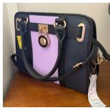 Colorblock Satchel Handbag with Lock Detail