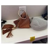 Embellished Clutch and Ostrich Leather Pouch