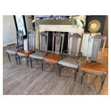Set of 6 Ornate Dining Chairs with Cane Backs and