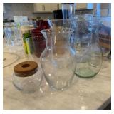 Assorted Glassware Lot - Vases, Jars, and