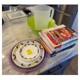 Cookbooks, Plate Set, Pitcher & Container