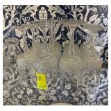 Set of 8 Crystal Cut Wine Glasses