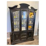 Black Curio Cabinet with Glass Doors and Shelving