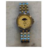 Elgin Mens Stainless Steel & Gold Tone Moon Phase