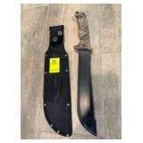 Machete with Sawback and Sheath