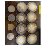 Assorted Gaming Tokens and Collectible Coins