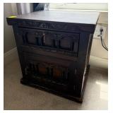 Vintage Carved Wood Nightstand End Table