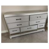 Silver Glitter 7-Drawer Dresser with Mirrored