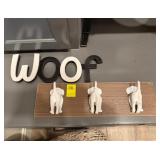 Decorative 'WOOF' Sign and Dog Tail Coat Hooks