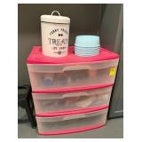Plastic Storage Drawer Unit with Pet Accessories