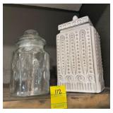 Glass Jar with Lid and Ceramic Canister