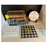 Decorative Home Decor Lot: Welcome Sign, Blessed