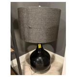 Black Glass Table Lamp with Textured Shade