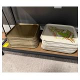 Vintage Metal Trays - Gold and Floral Set