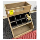 Wooden Organizer Crate with Metal Compartments