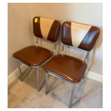 Vintage Retro Dining Chairs Set of 2 Brown & Tan