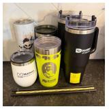 Assorted Promotional Tumblers and Straws