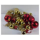 Ornaments: Red and Gold Vintage Glass Balls, etc.