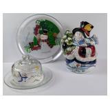 Christmas Decor: Snowman Cookie Jar, Cheese Dome