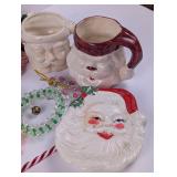 Vintage Santa Candy Dish, Mugs, Candy Canes etc