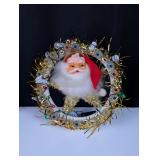 Vintage Santa Wreath w/Battery Lights