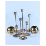Collection of Brass Candle Holders