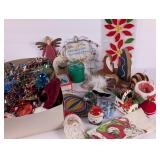 Manger, Vtg Stained Glass Style Ornaments etc