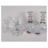 Frosted and Clear Glass Candle Holders