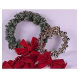 2Wreaths: ~15' Greenery w/Red Bow & 9 Inch Bell