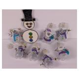 Stained Glass & Hallmark Glitter Snowman Ornaments