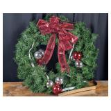 Approx. 20' Wreath with Red and Silver Trim
