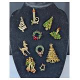 10 Vintage / Retro Christmas Brooches