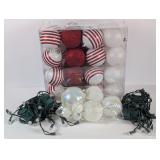32 Red/White Ornaments, Pearlized Ornaments etc