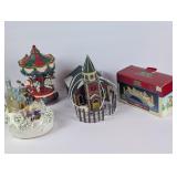 Christmas Village Church, Bridge, Carousel etc
