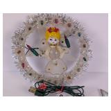 Vtg Light-Up Angel Decor, Stained Glass Manger etc