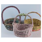3 Easter Baskets, One with Ceramic Handle