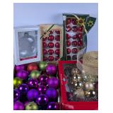Ball Ornaments (Glass and Plastic) & Gold Ribbon