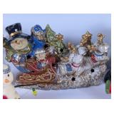 Snowman Certamic Figures including Light Up Sleigh