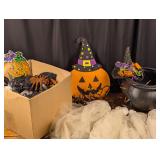 Assorted Halloween Decor: Ghosts, Cauldron, etc
