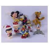Vtg Ornaments: Mickey Mouse, Charlie Brown etc