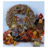 Fall Decor: Yarn Wreath, Gourd Garland etc