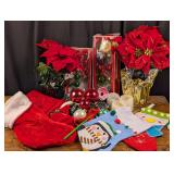 Variety: Faux Poinsettias, Lights, Ornaments etc