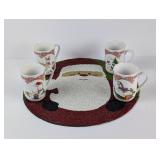 Anchor Hocking Chritmas Mugs, Santa Mat